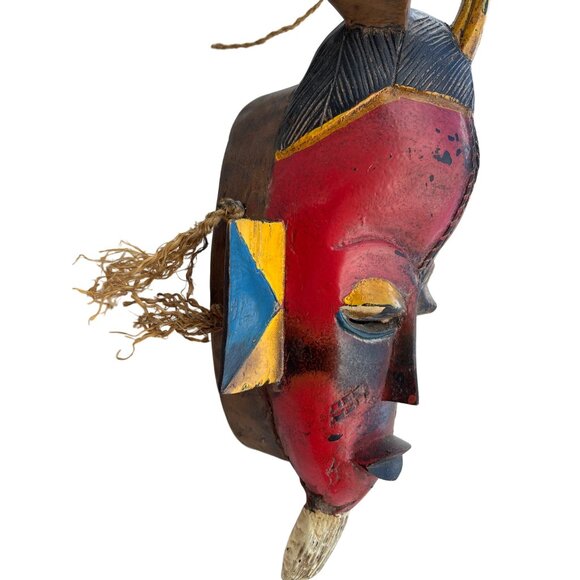 African Tribal Guru Mask worn to Increase Fertility 1980 Tribe Wall Art - Picture 6 of 16